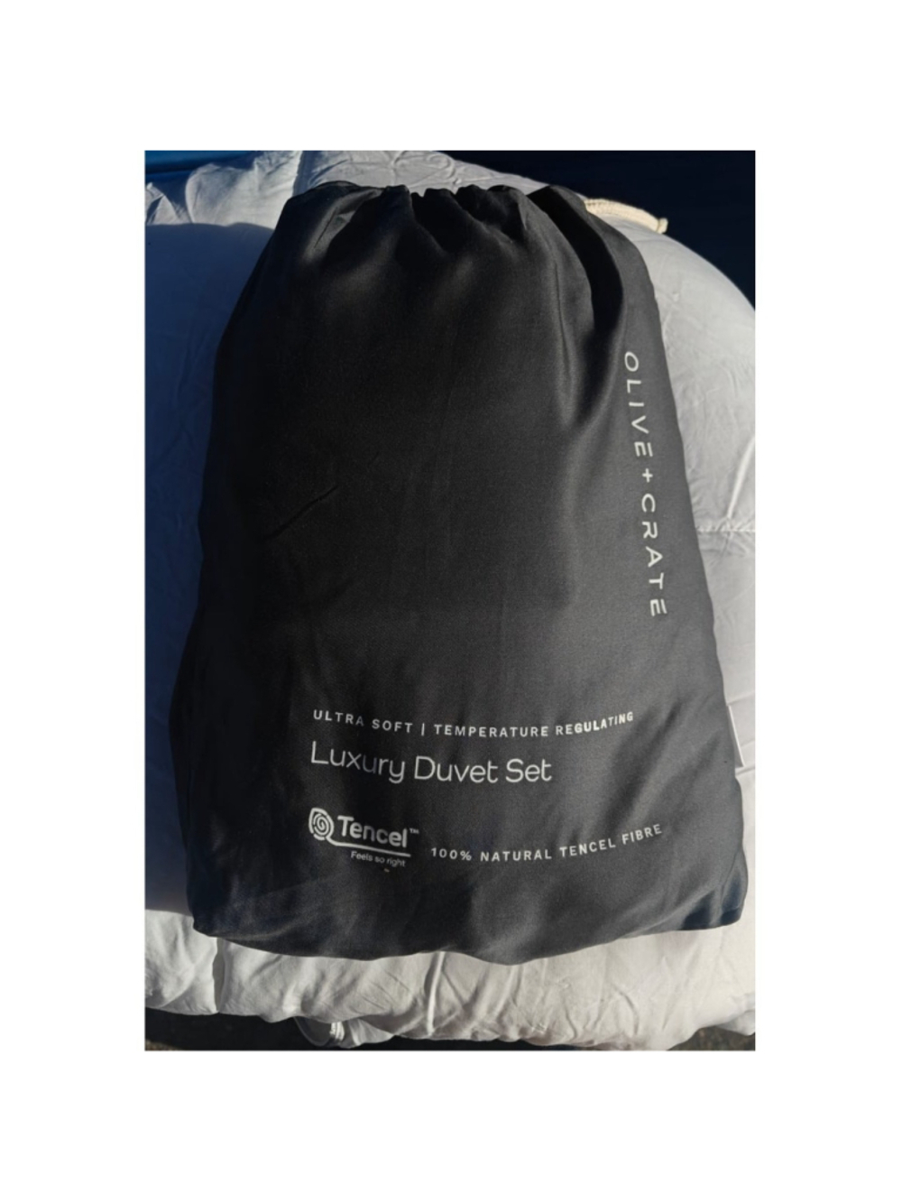 Olive&Crate TWIN XL Luxury Duvet Set –Charcoal/Black –TENCEL™ Soft Bedding